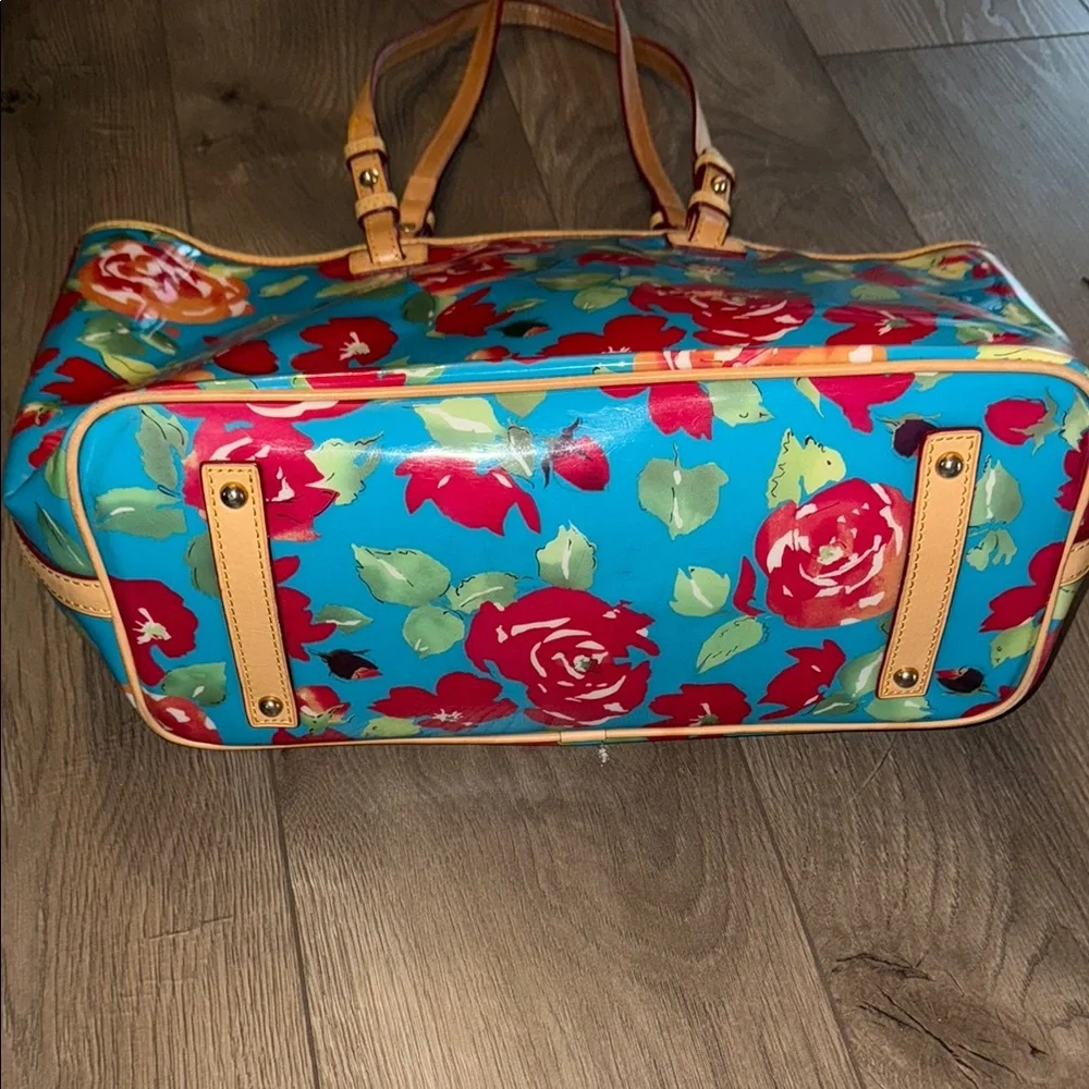 Dooney & Bourke Floral Tote Bag with Tan Straps - Picture 10 of 13